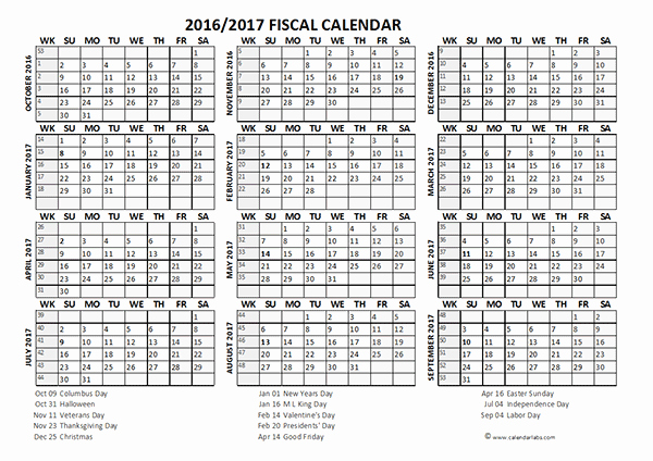 Fiscal Year Calendar 2016 Template New 2016 Fiscal Year Calendar Usa 08 Free Printable Templates