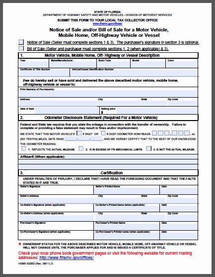 Florida Automobile Bill Of Sale Lovely Florida Bill Of Sale form Free Fillable Pdf forms