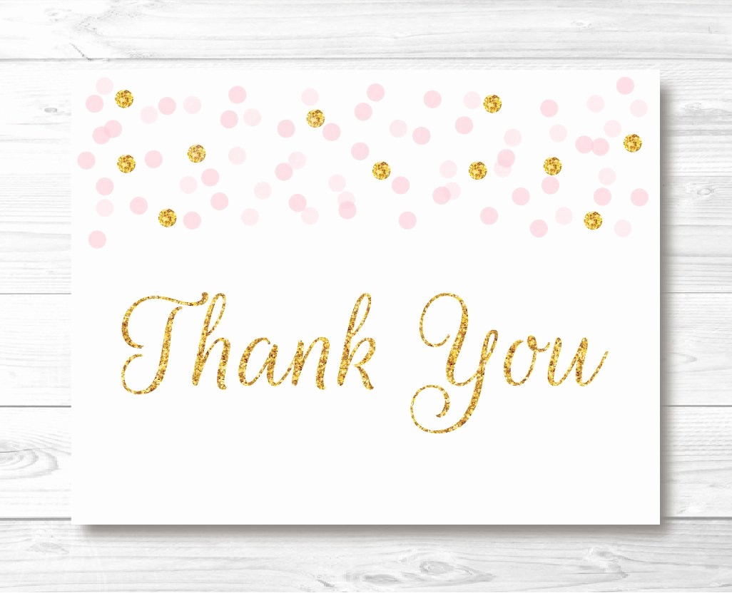 Folded Thank You Card Template Awesome Pink &amp; Gold Glitter Confetti Folded Thank You Card Template
