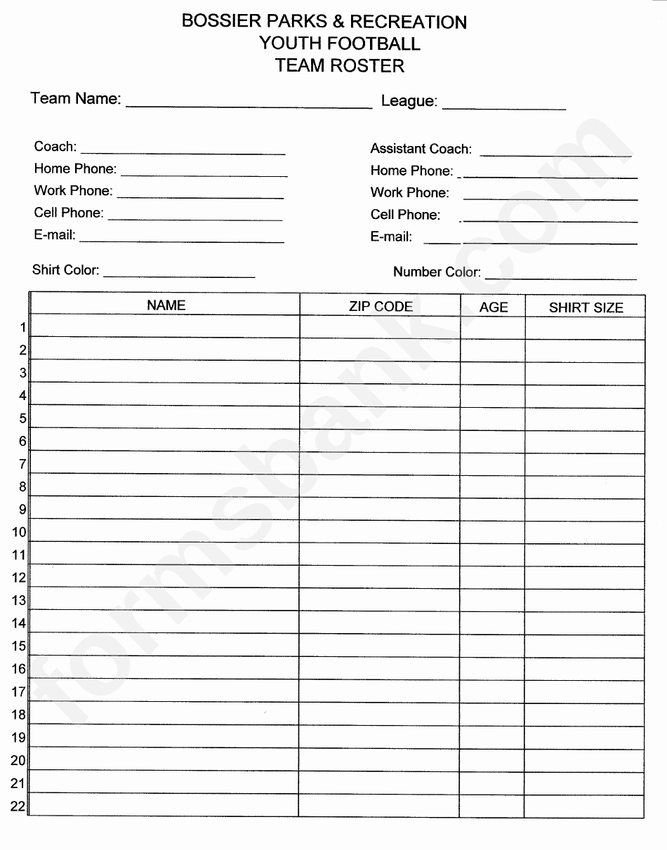 Football Team Sheet Template Download Beautiful Youth Football Team Roster Template Printable Pdf
