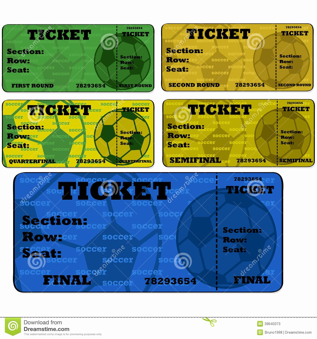 Football Ticket Template Free Download Awesome soccer Tickets Stock Vector Image