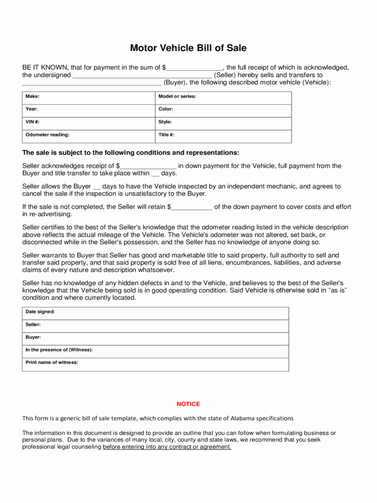 Form for Bill Of Sale Awesome Bill Of Sale form 183 Free Templates In Pdf Word Excel