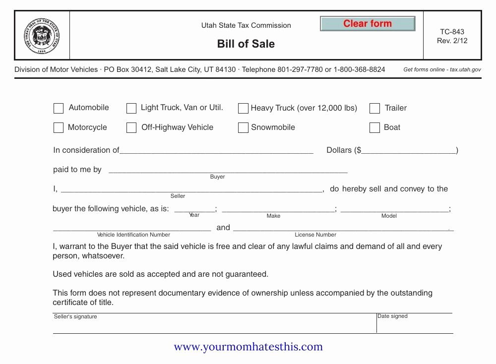 Form for Bill Of Sale Awesome Download Bill Sale form Pdf