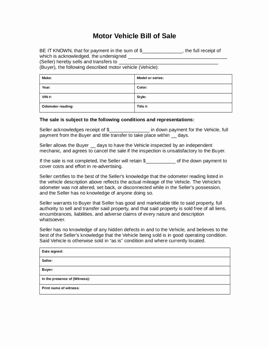 Form for Bill Of Sale Elegant 2018 Dmv Bill Of Sale form Fillable Printable Pdf