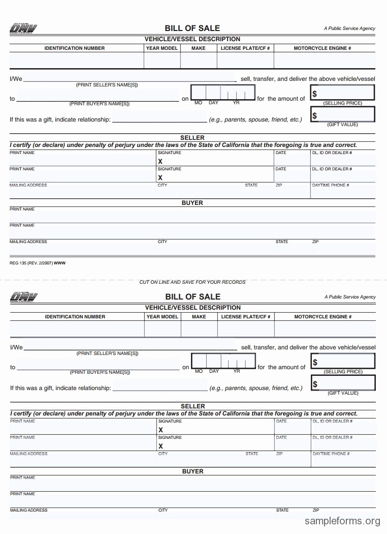Form for Bill Of Sale Luxury Dmv Bill Of Sale Sample forms
