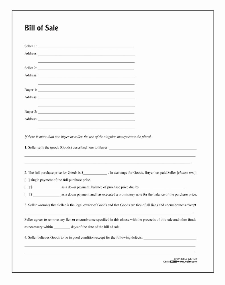 bill of sale forms and instructions