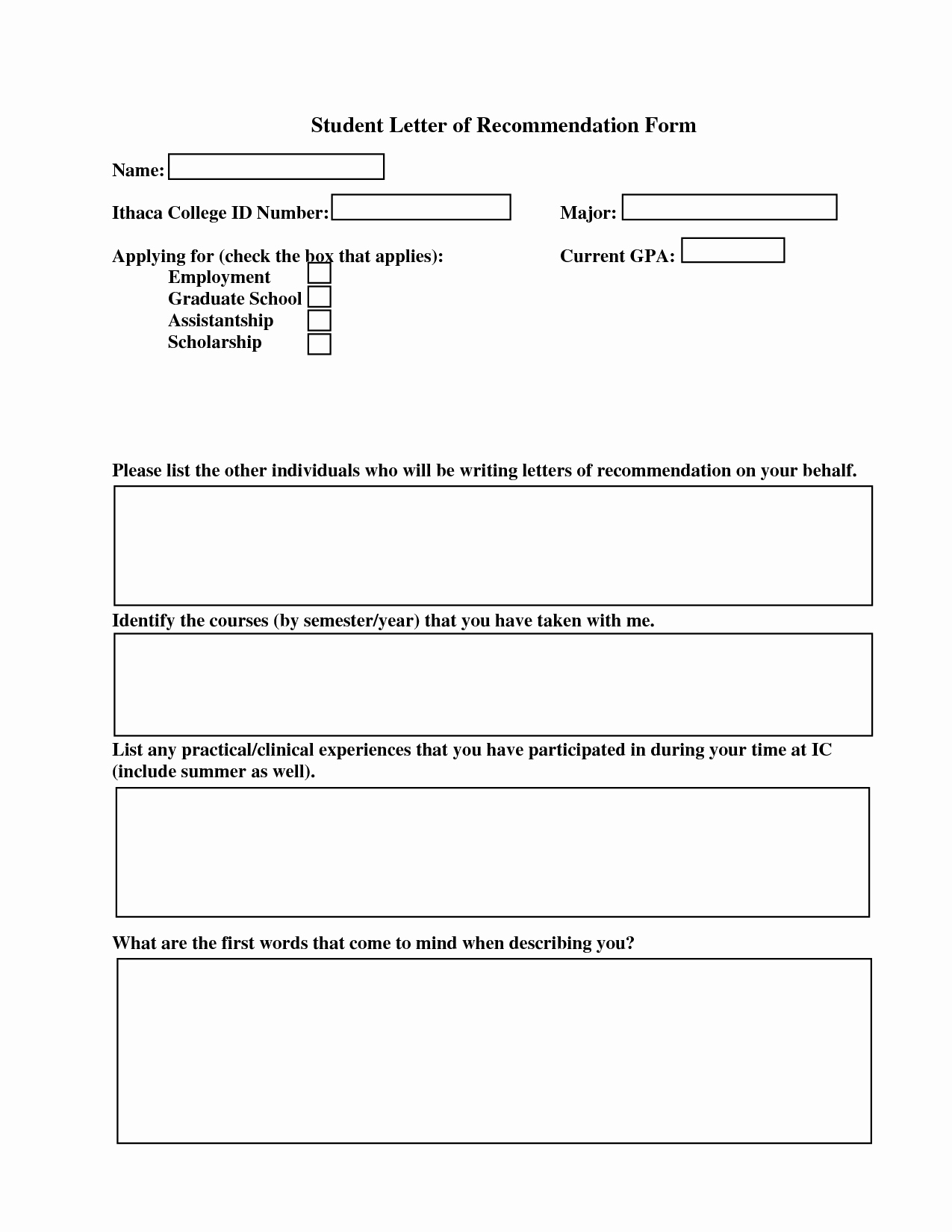 Form for Letter Of Recommendation Awesome Best S Of Student Re Mendation form Template