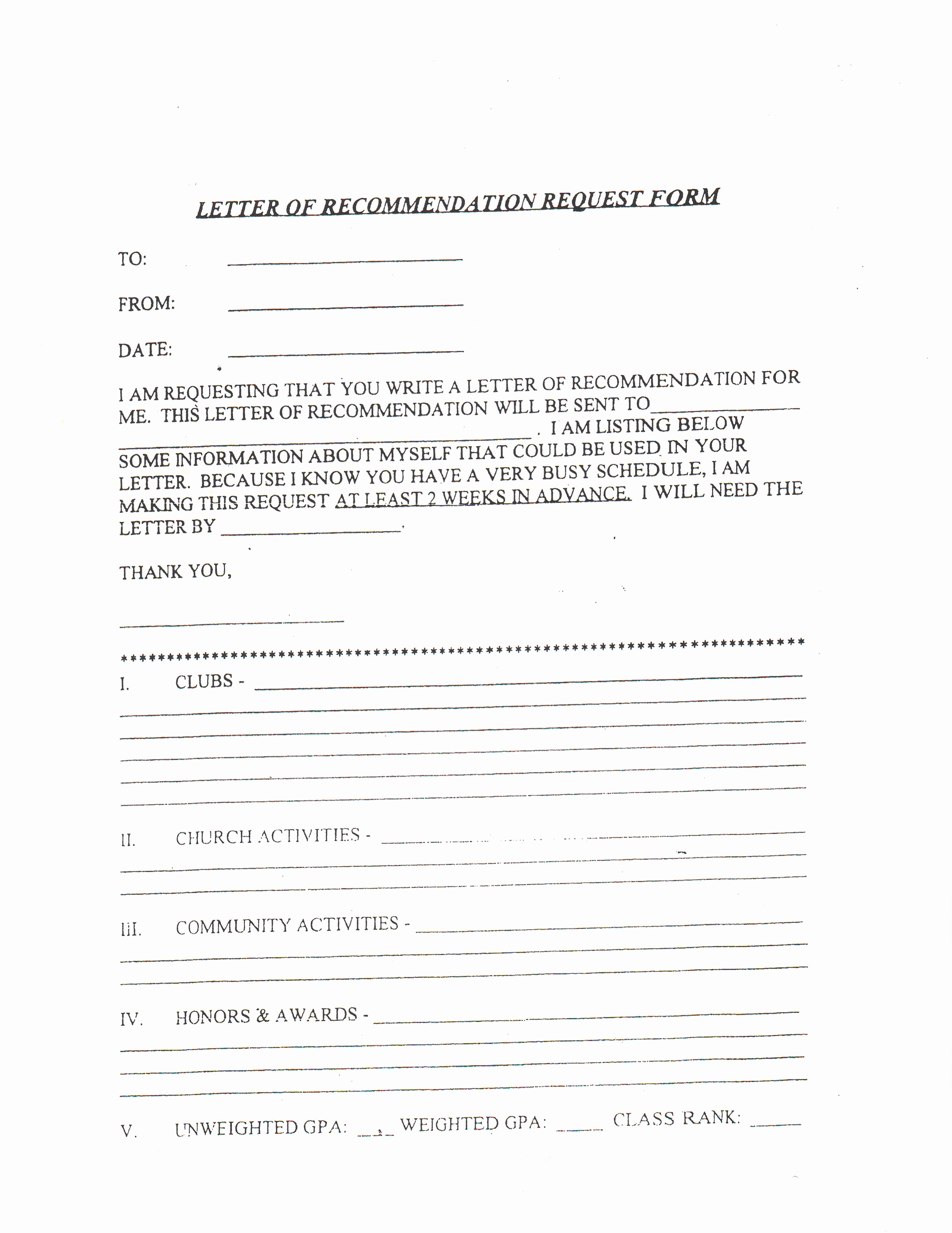 Form for Letter Of Recommendation Inspirational forms Estill County High School