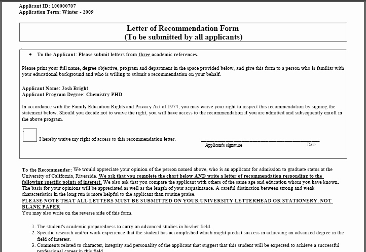 Form for Letter Of Recommendation Unique Letter Re Mendation form