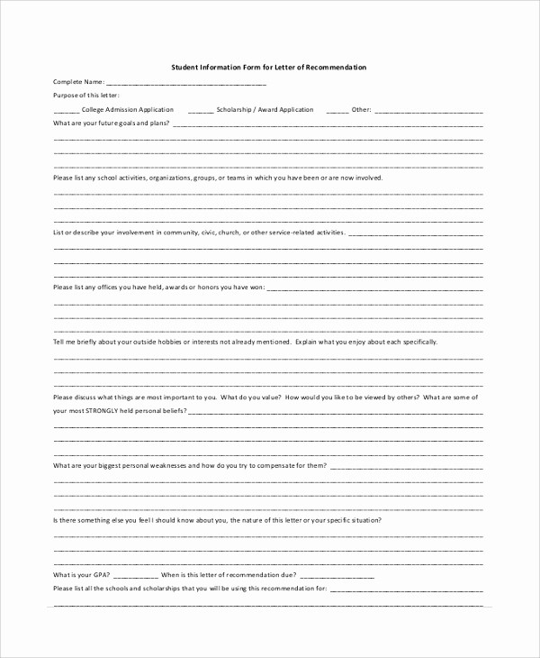 Form for Letters Of Recommendation Beautiful 35 Letters Of Re Mendation for Student Download for