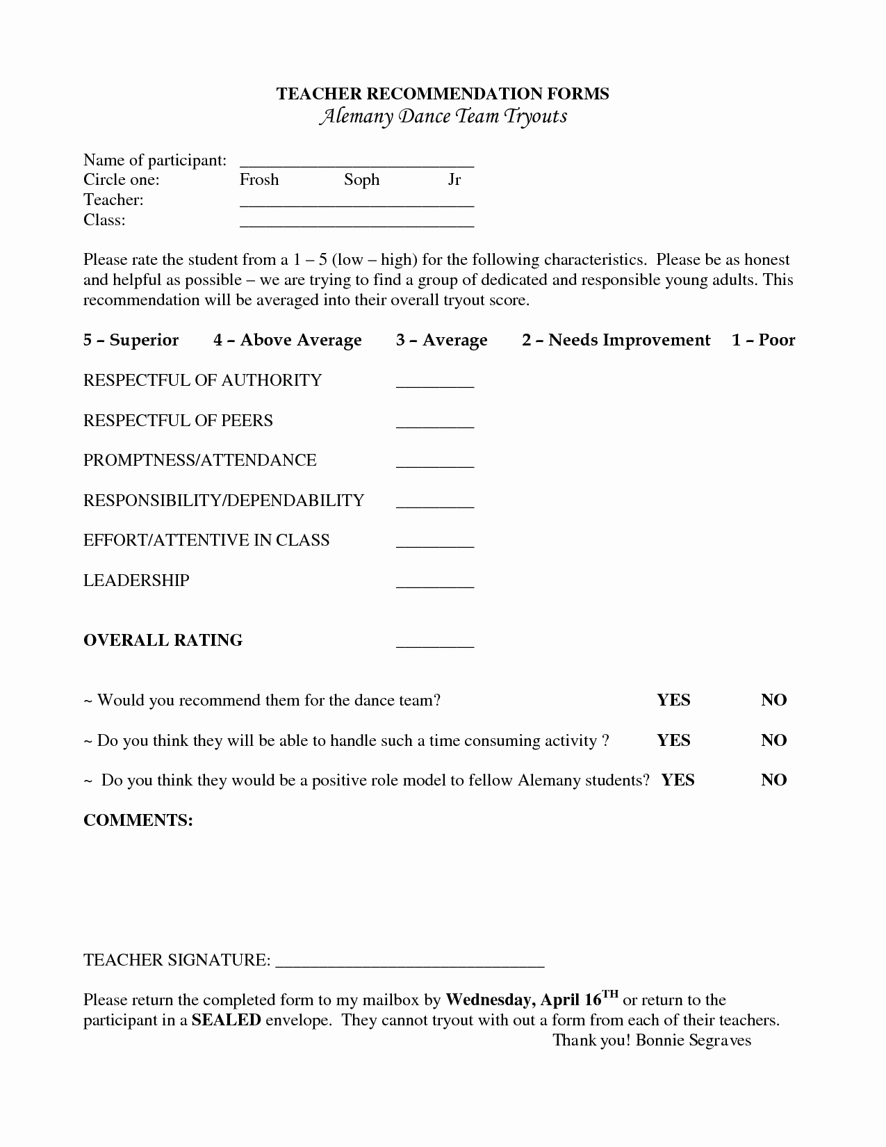 Form for Letters Of Recommendation Elegant Best S Of Student Re Mendation form Template
