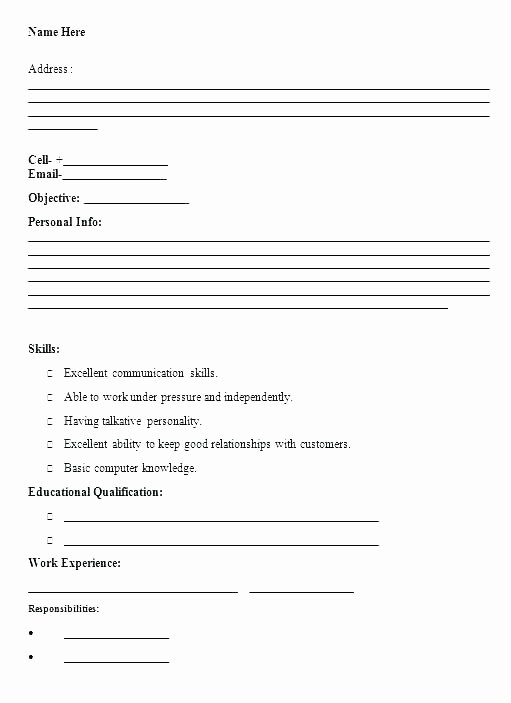 Form Of Resume for Job Beautiful Empty Resume form – Putasgaefo