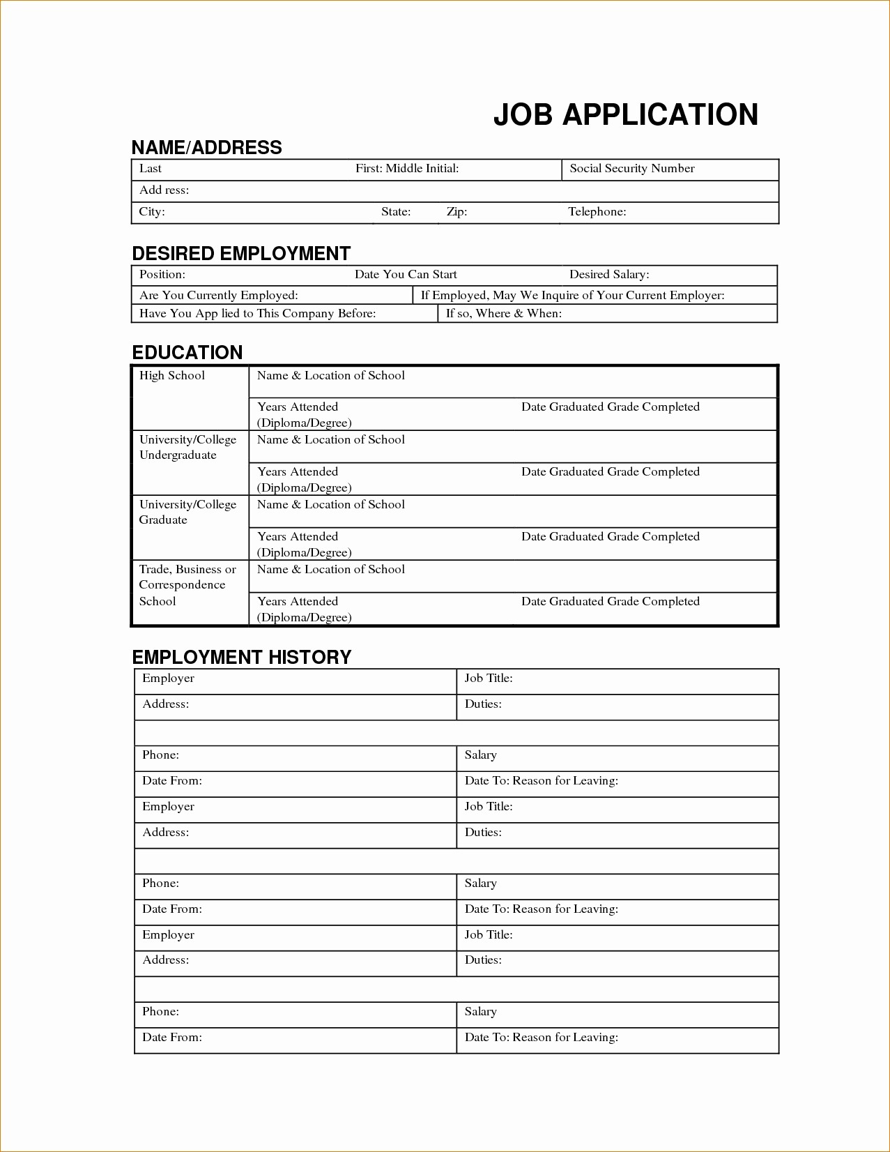 Form Of Resume for Job Beautiful Free Blank Resume forms Printable