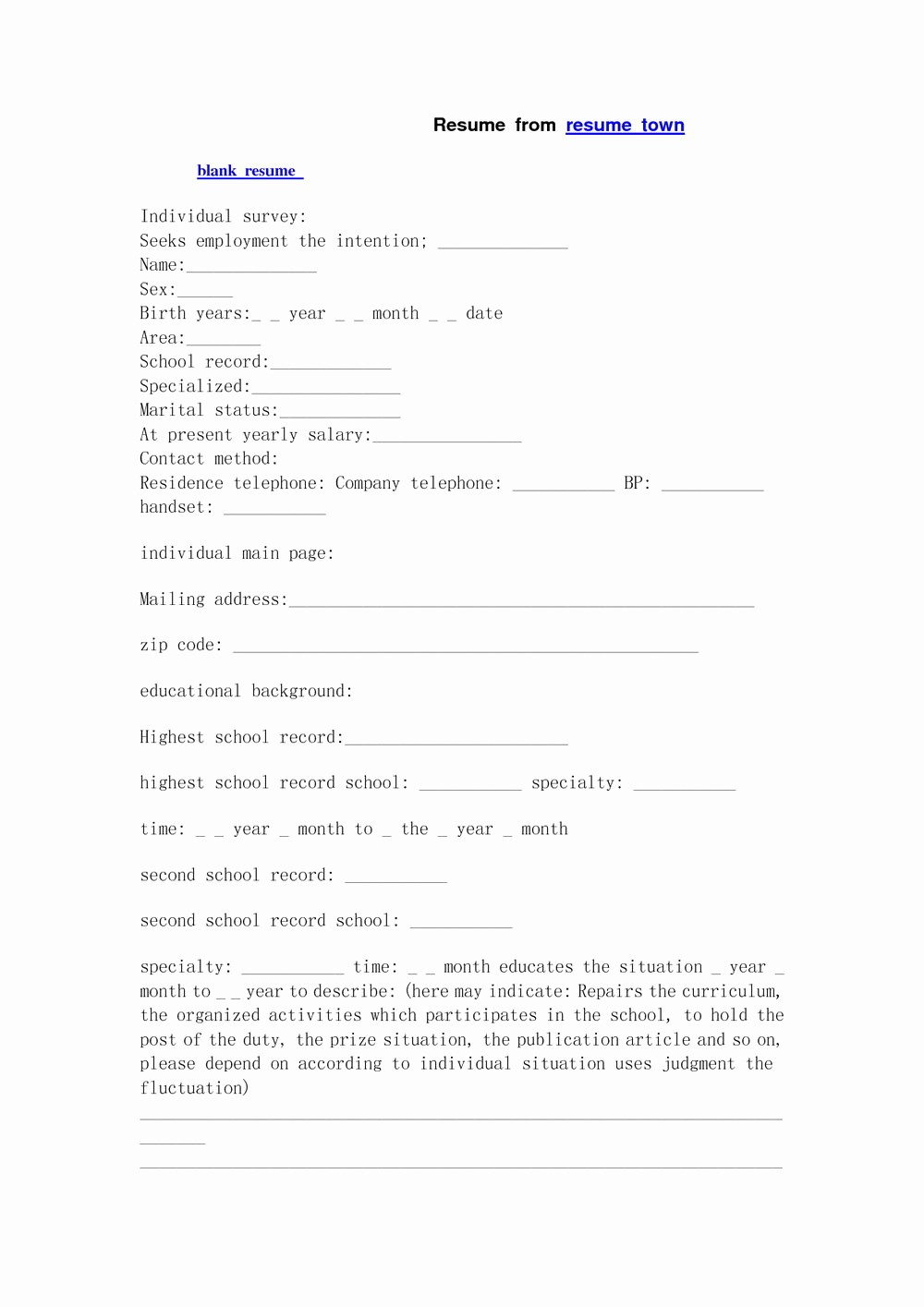Form Of Resume for Job Luxury Blank Resume form to Fill Out