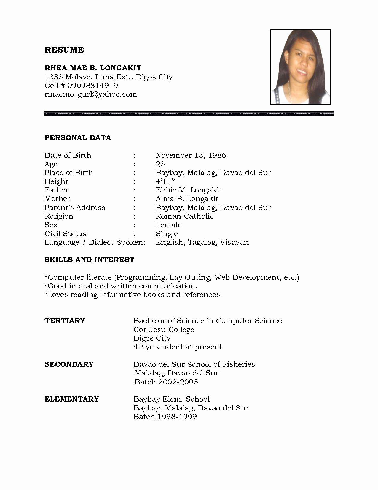 Form Of Resume for Job New Resume Sample Simple De9e2a60f the Simple format Resume