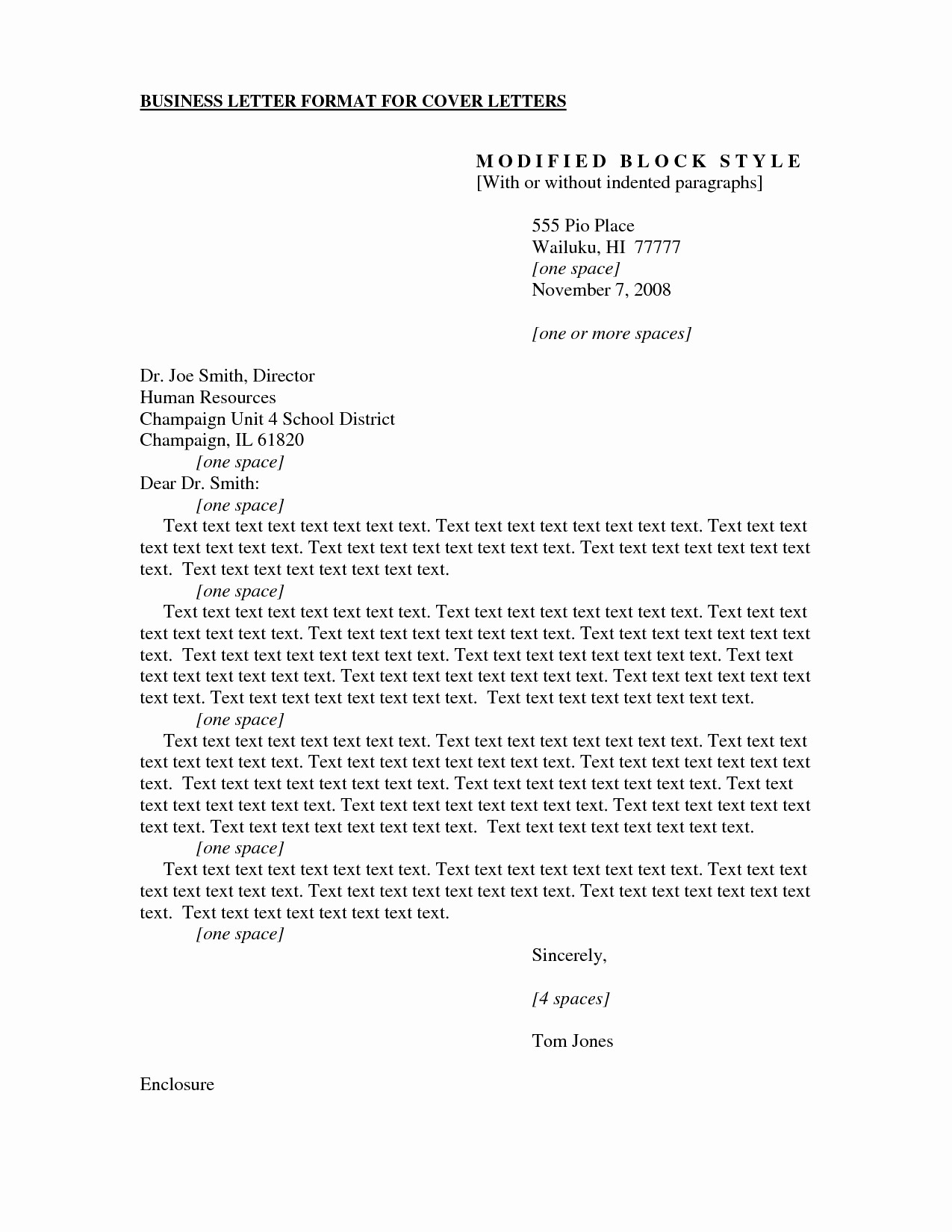 Formal Business Letter format Template New formal Business Cover Letter format