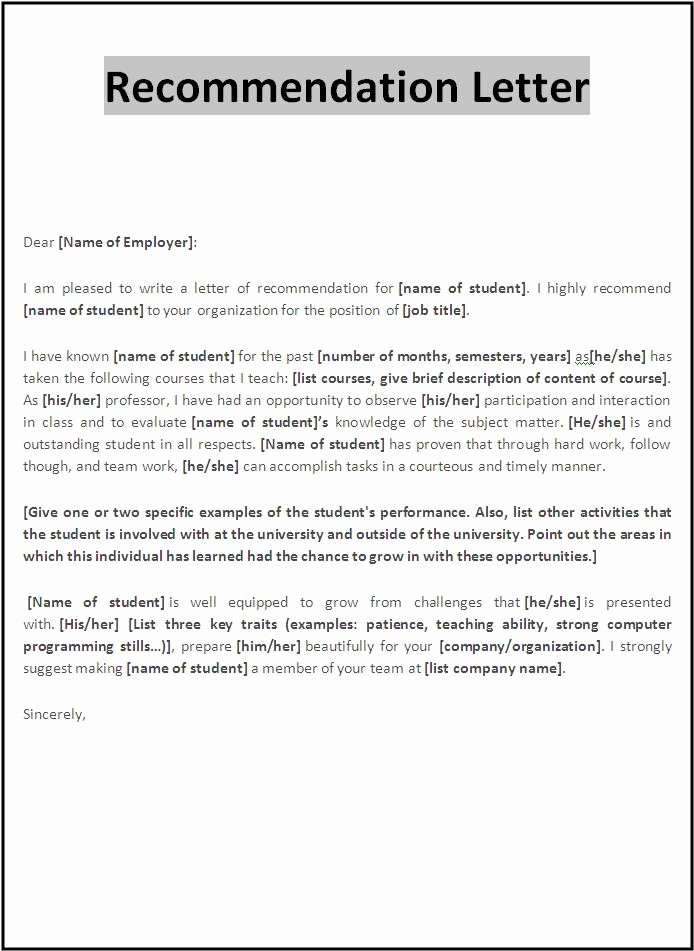 Formal Letter Of Recommendation Template Best Of Letter Templates