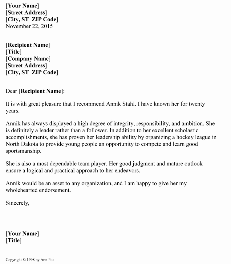Formal Letter Of Recommendation Template New 5 Samples Of Reference Letter format to Write Effective