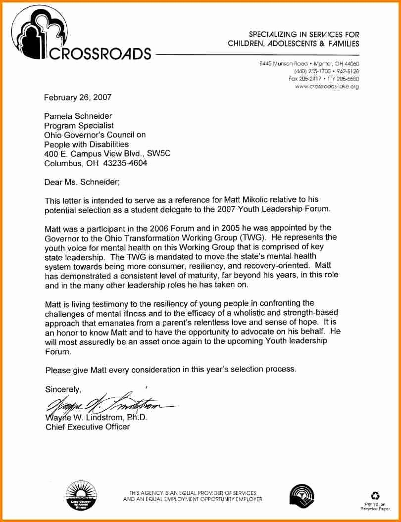 Formal Letter Of Recommendation Template New Re Mendation Letter format