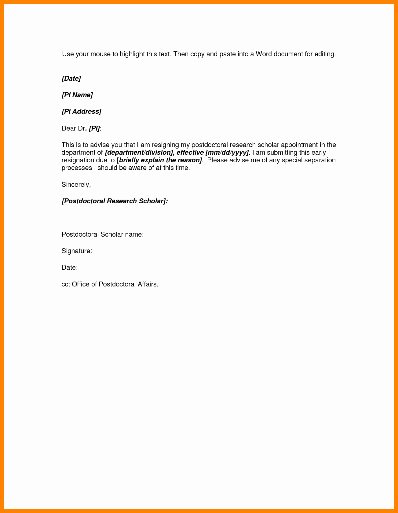 Formal Letter Template Microsoft Word New 10 Resignation Letter Microsoft Template