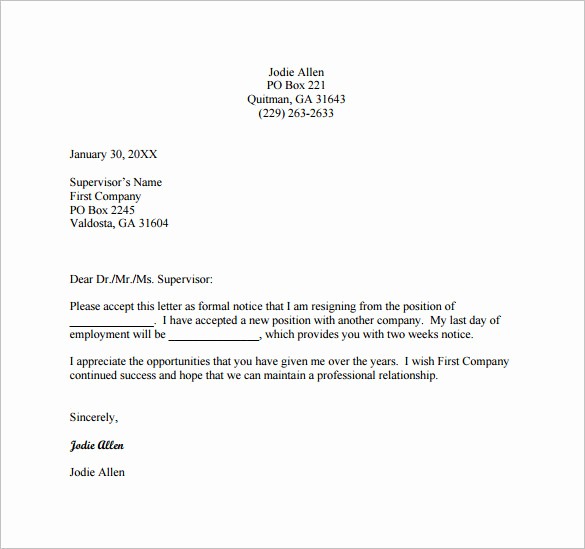 Format A Letter In Word Beautiful 12 formal Resignation Letter Template Free Word Excel