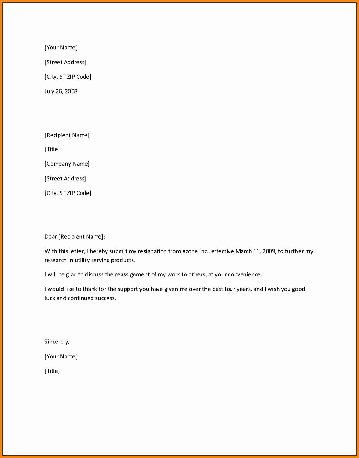 Format A Letter In Word Best Of 5 Easy Resignation Letter