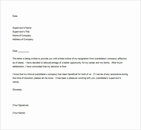 Format A Letter In Word Elegant Resignation Letter formats 10 Free Word Excel Pdf