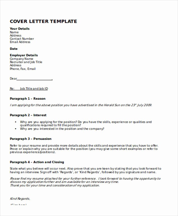 Format A Letter In Word Inspirational 10 Cover Letter Templates and Examples Free Word Pdf
