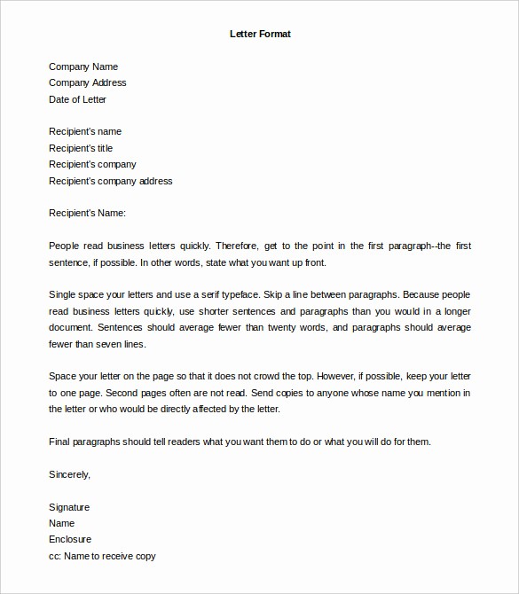Format A Letter In Word Lovely formal Letter Template 20 Free Word Pdf Documents
