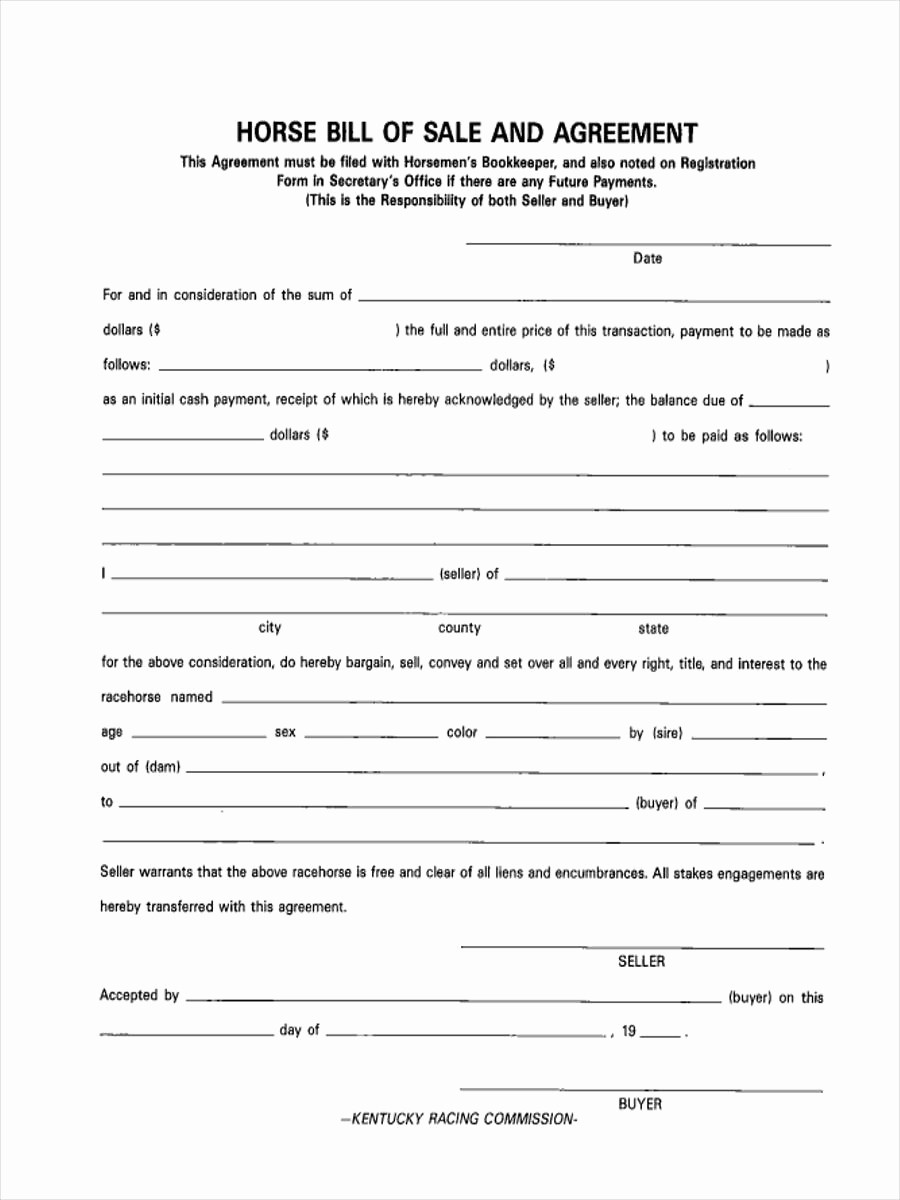Format for Bill Of Sale Fresh 6 Horse Bill Of Sale form Samples Free Sample Example