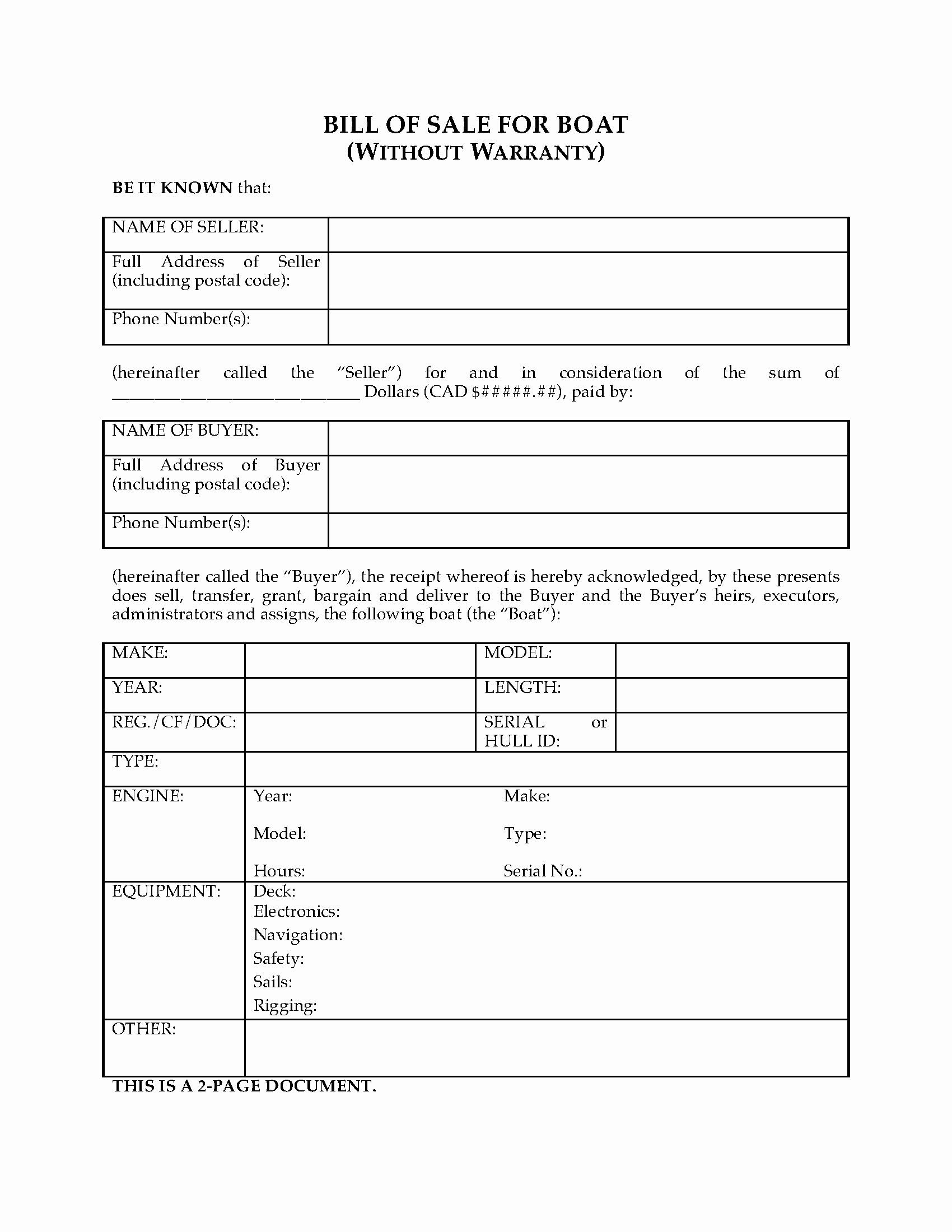 Format for Bill Of Sale Lovely Boat Bill Sale Template Mughals