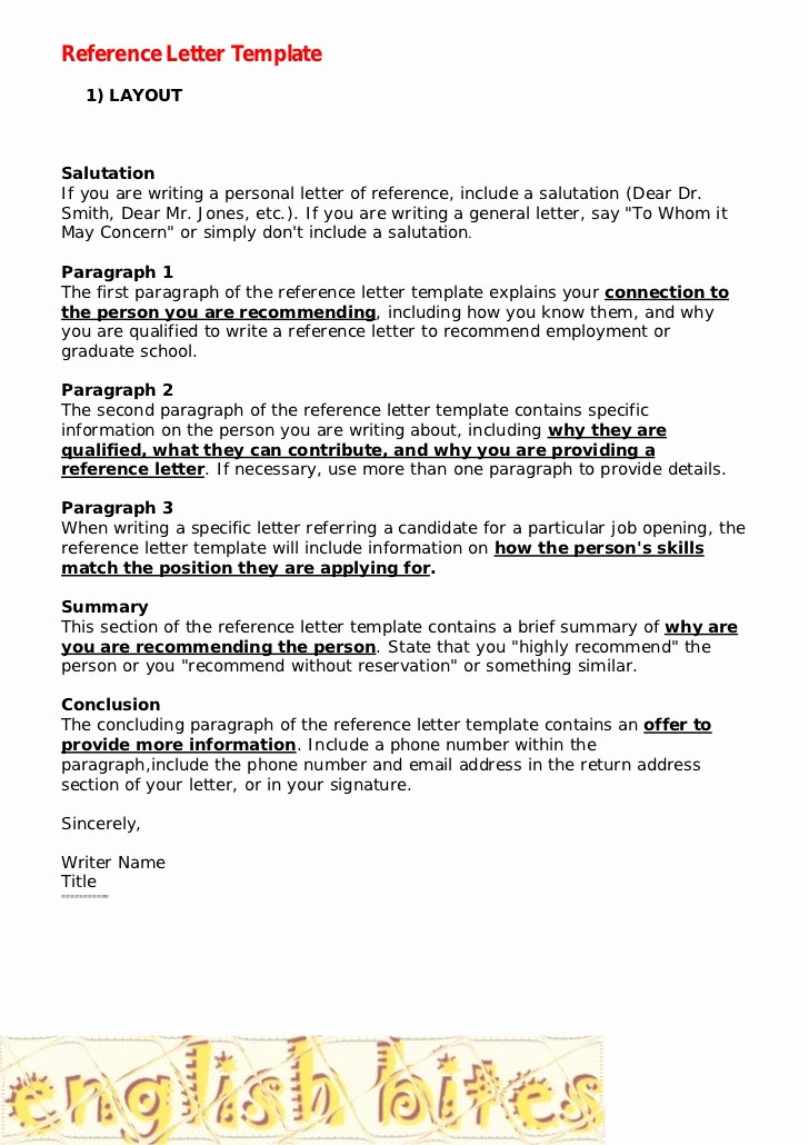 Format for Letters Of Recommendation Unique Reference Letter Template