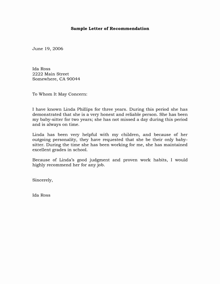 Format Of A Recomendation Letter Beautiful Image Result for Re Mendation Letter Sample