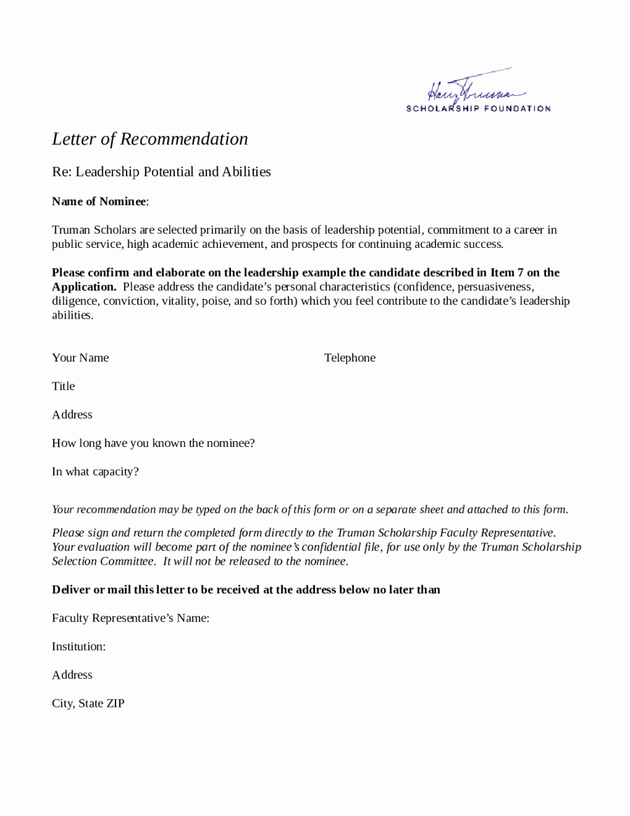 Format Of A Recomendation Letter Elegant 2018 Letter Of Re Mendation Sample Fillable Printable