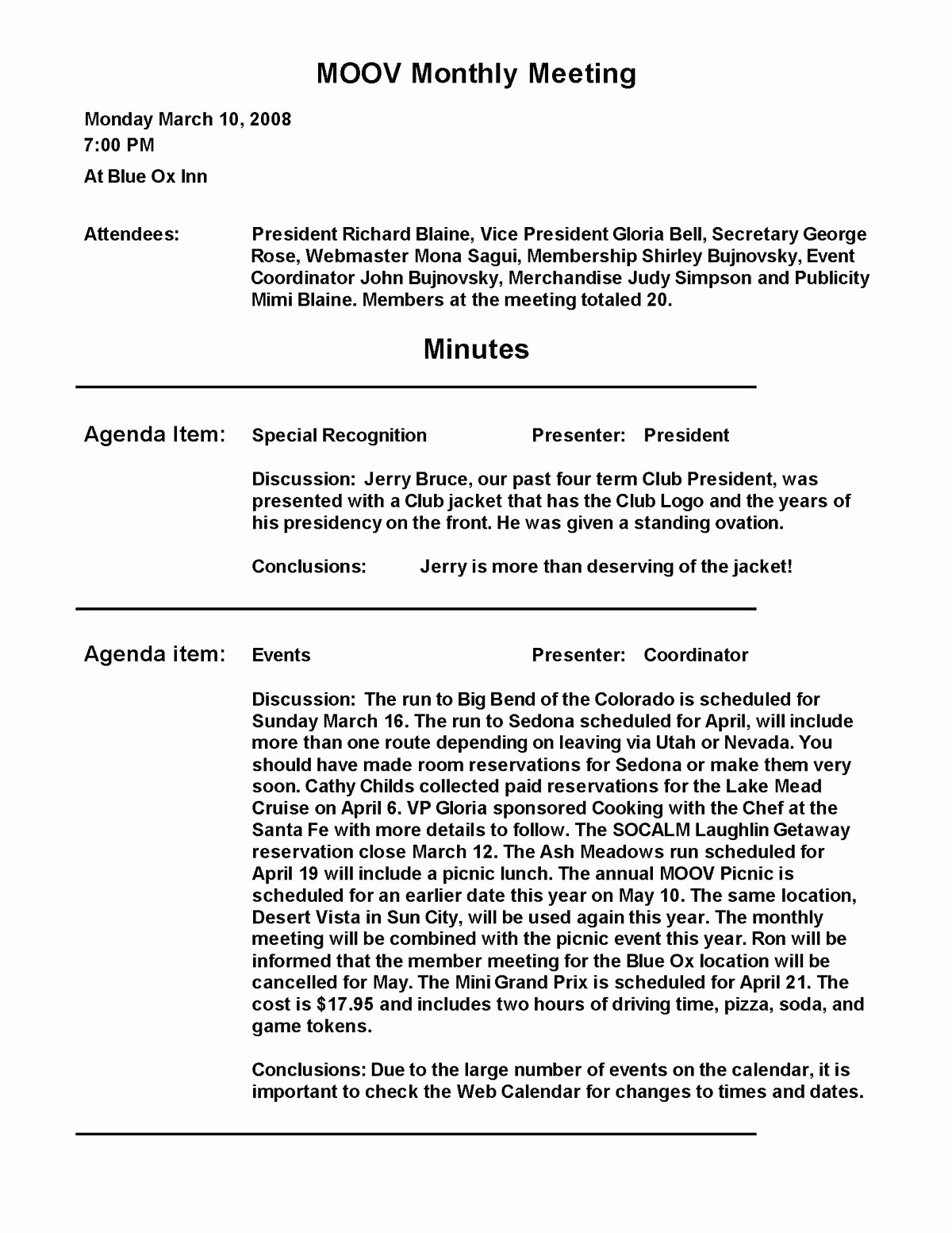 Format Of Minute Of Meeting Awesome Template Secretary Minutes Template