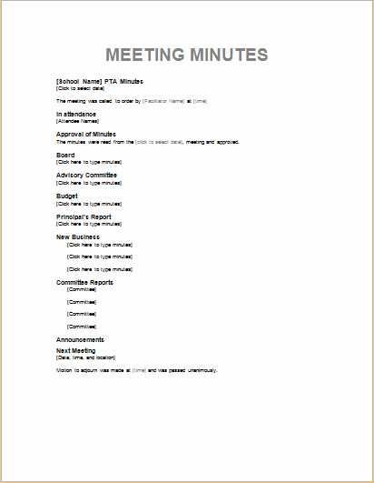 Format Of Minute Of Meeting Unique Professional Meeting Minute Templates for Ms Word