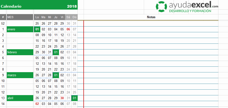 Formato Cronograma De Actividades Excel Luxury Plantillas Calendario En Excel 2018 Ayuda Excel