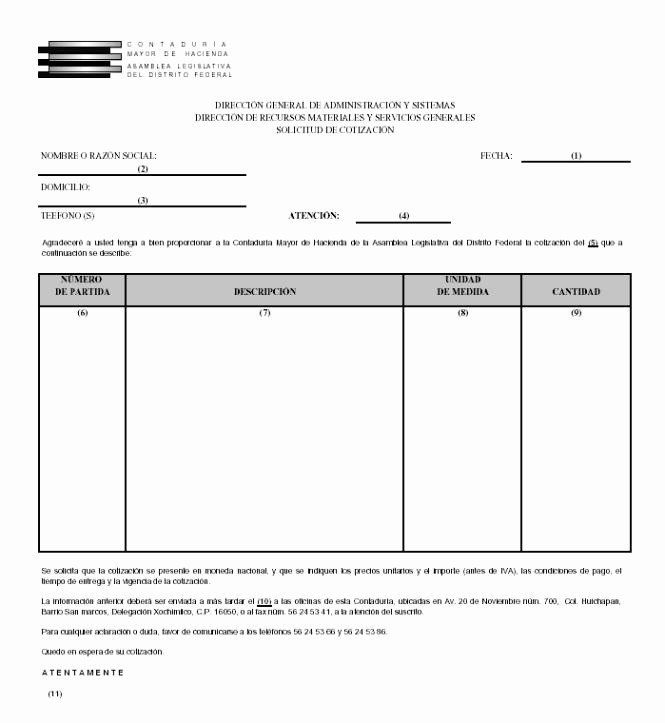 Formato De Cotizacion De Servicio Unique Manual De Procedimientos Para Adquisiciones