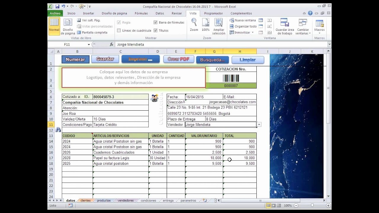 Formato De Cotizacion En Excel Lovely Elabore Cotizaciones Automáticas Usando Excel Sin
