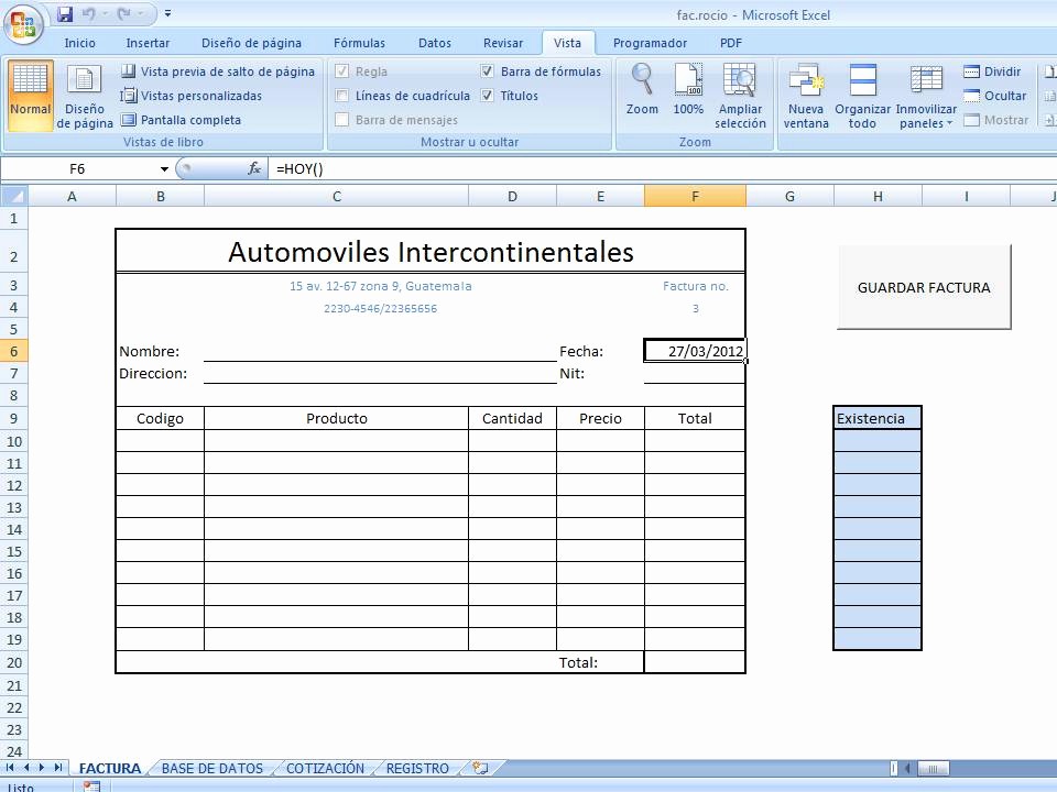 Formato De Cotizacion En Excel Unique Aprendamos O Usar Excel Sistema De Facturación