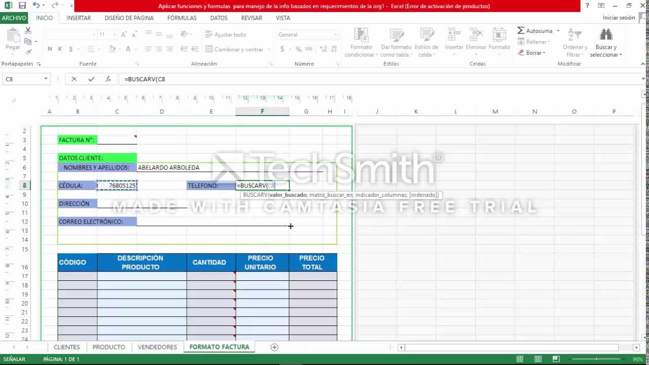 Formato De Facturas En Excel Luxury Funciones En formato De Factura Excel 2016