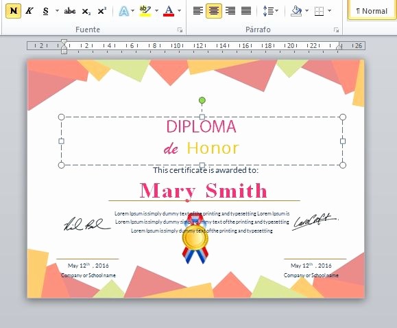 Formato De Reconocimiento Para Editar New Diploma Certificado Editable Word
