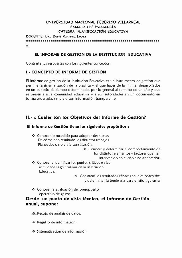 Formato De Un Informe Simple Inspirational El Informe De Gestion De La Institucion Educativa