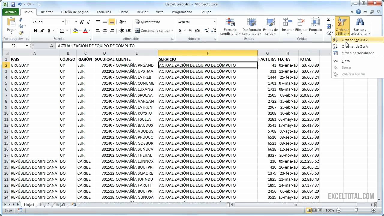 Formato Extracto Bancario En Excel New Cómo ordenar Datos En Excel 2010