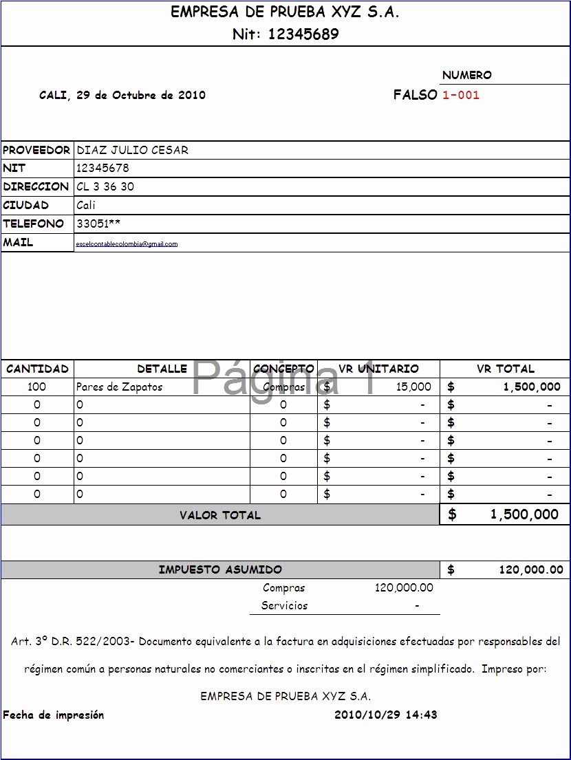 Formato Factura Regimen Simplificado Excel New Excel Contable Colombia