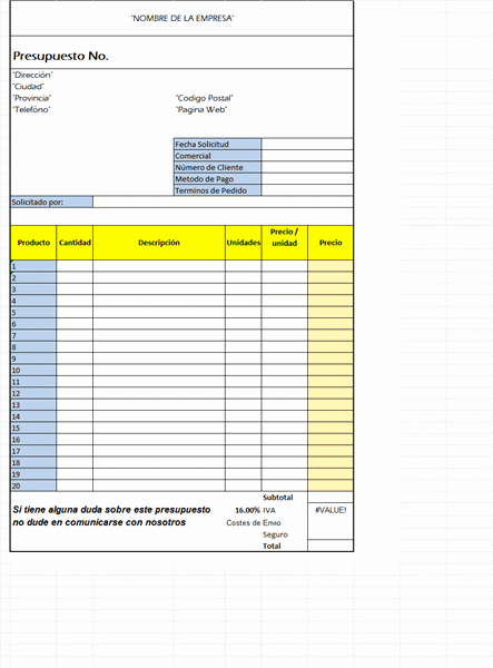 Formato Para Cotizaciones En Excel Best Of Presupuesto Para Cliente