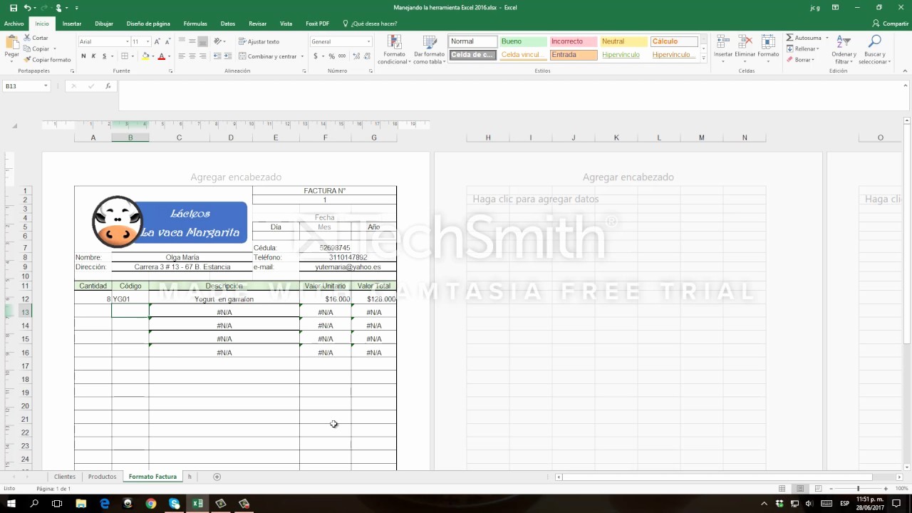 Formato Para Facturas En Excel Beautiful Crear Un formato De Factura Con Excel 2016