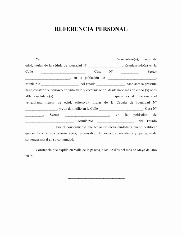 Formatos Carta De Recomendacion Personal Unique Modelo De Referencia Personal