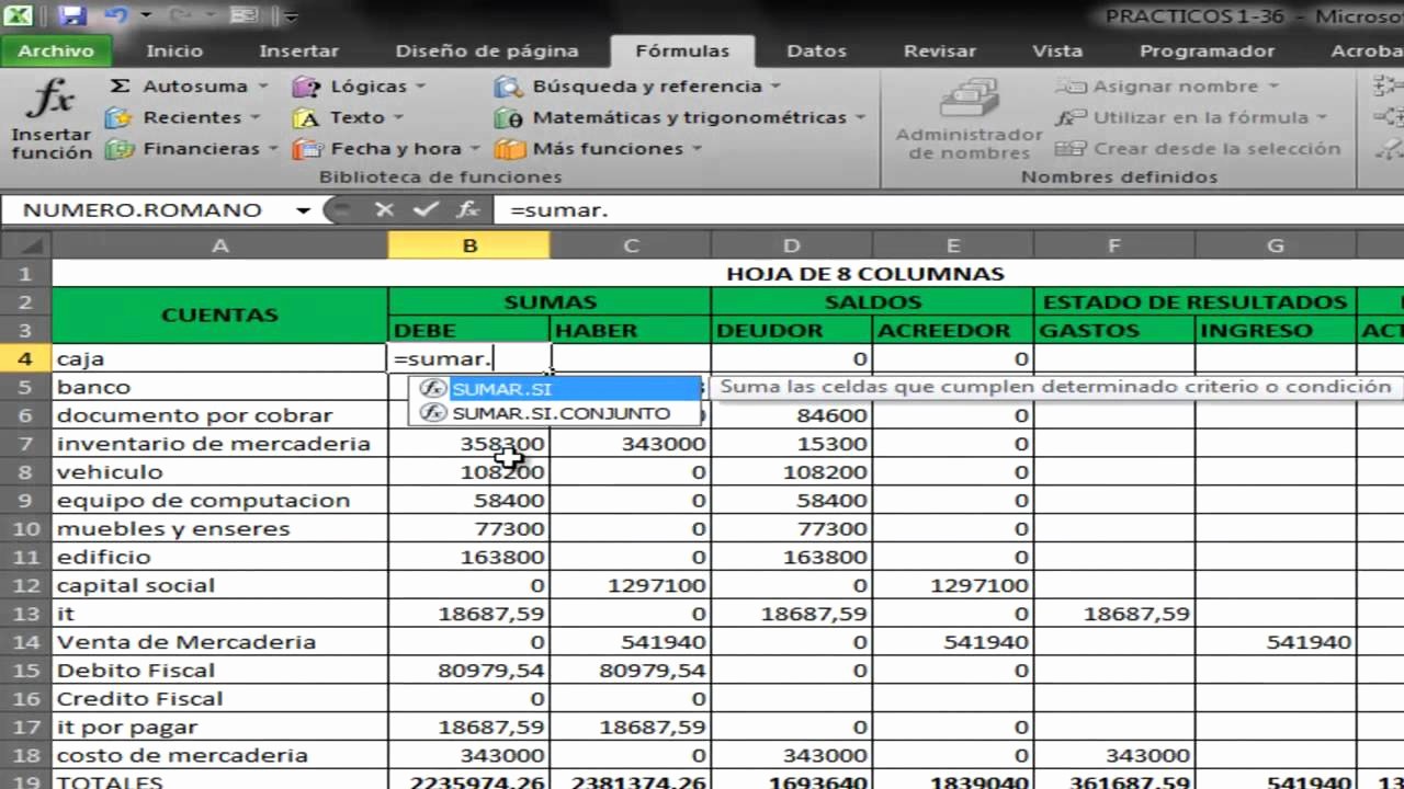 Contabilidad Con Excel Youtube 0933