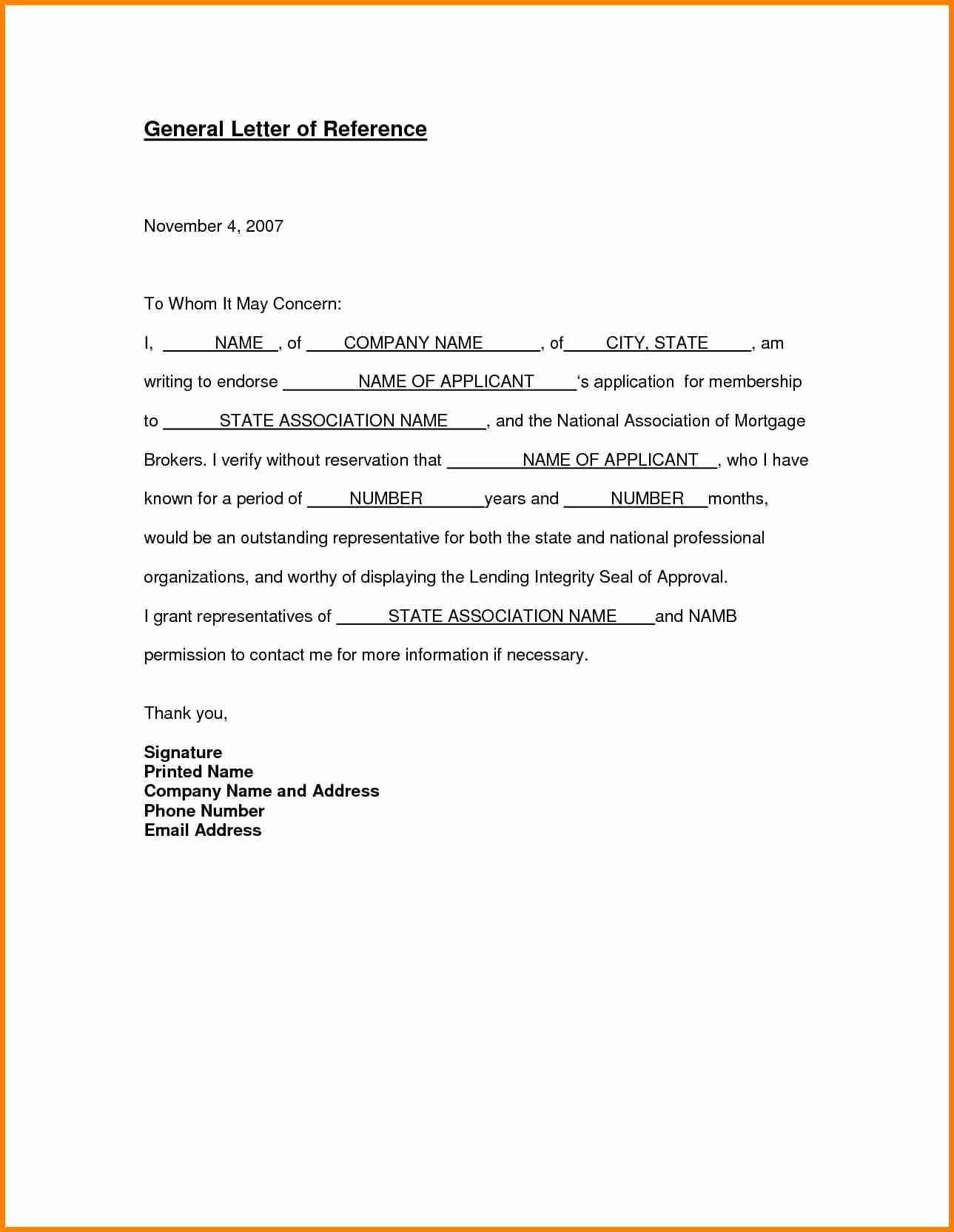 Formats for Letter Of Recommendation Inspirational 5 General Letter Of Reference format